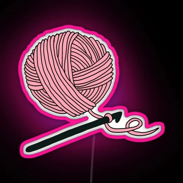 Hobby Illustrations Pastel Pink Crochet RGB Neon Sign