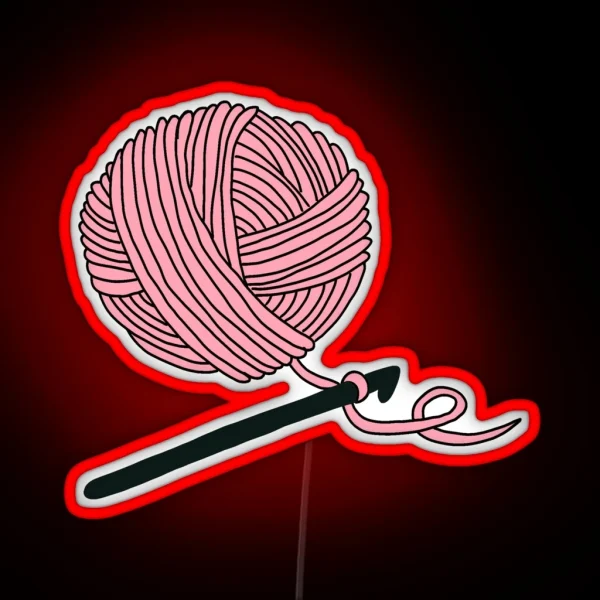 Hobby Illustrations Pastel Pink Crochet RGB Neon Sign
