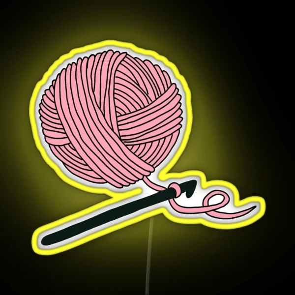 Hobby Illustrations Pastel Pink Crochet RGB Neon Sign