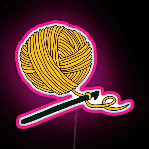 Hobby Illustrations Yellow Orange Crochet RGB Neon Sign