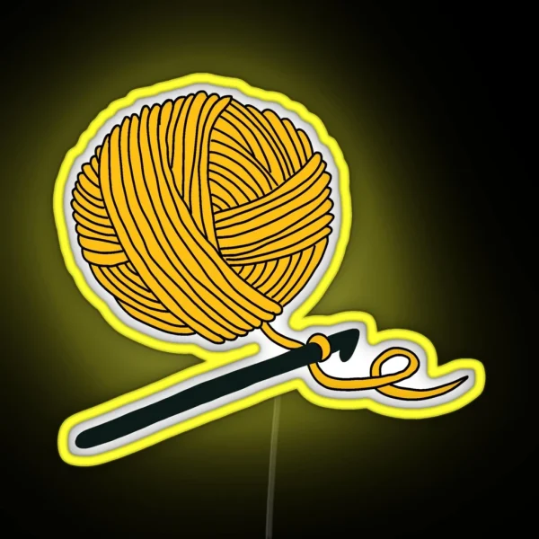 Hobby Illustrations Yellow Orange Crochet RGB Neon Sign