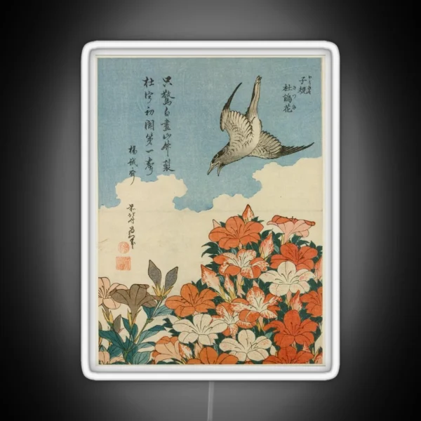Hokusai 1828 Cuckoo And Azaleas RGB Neon Sign