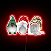 Glowing holiday gnome design in vibrant RGB neon lights