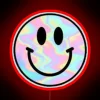 Add colorful personality to your space with this holo smile.