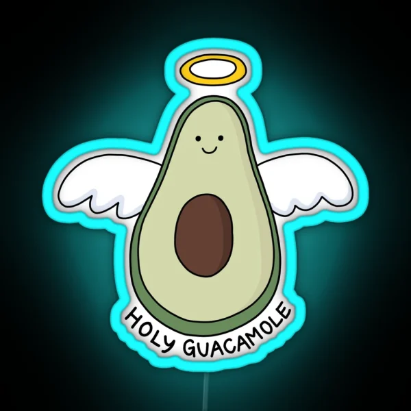 Holy Guacamole Avocado Illustration RGB Neon Sign