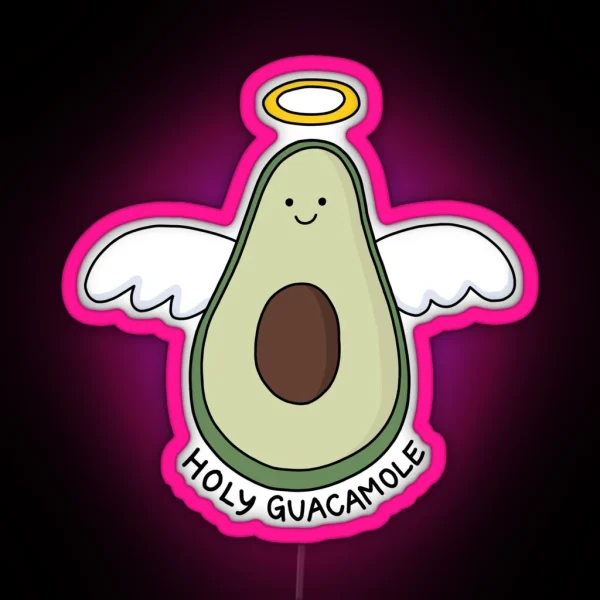 Holy Guacamole Avocado Illustration RGB Neon Sign