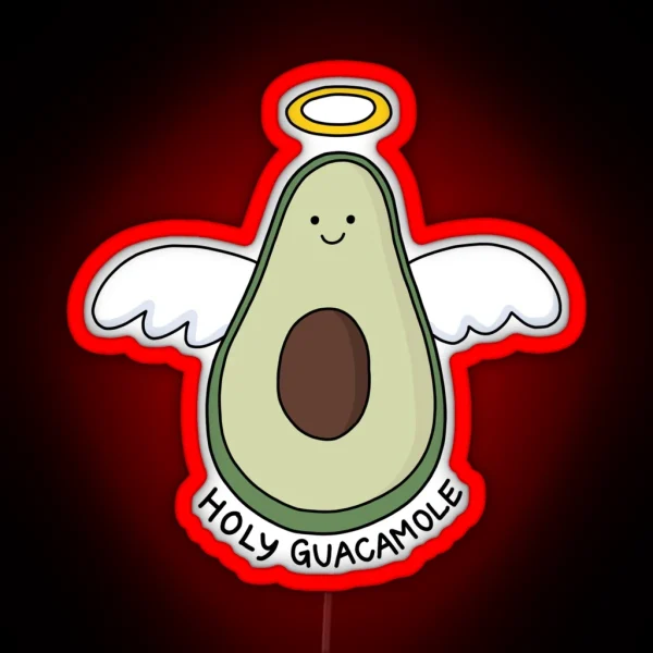 Holy Guacamole Avocado Illustration RGB Neon Sign