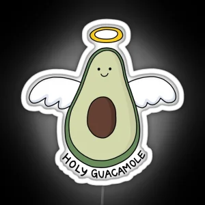 Holy Guacamole Avocado Illustration RGB Neon Sign