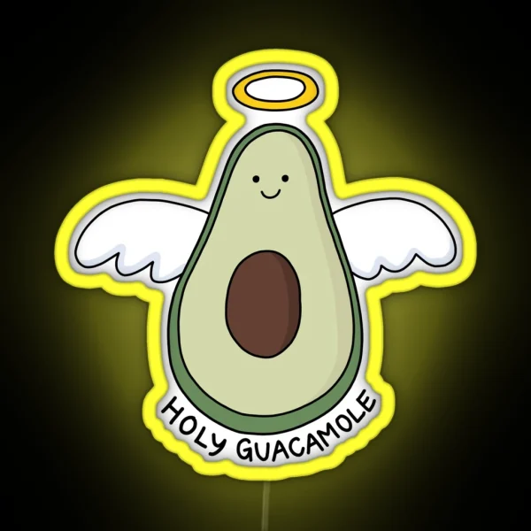 Holy Guacamole Avocado Illustration RGB Neon Sign