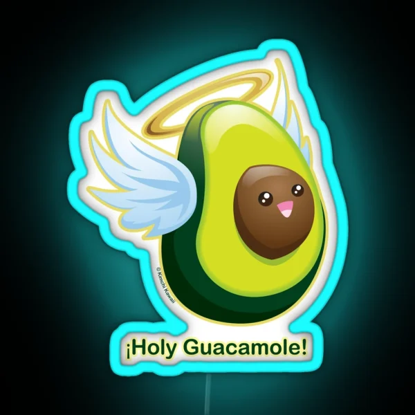 Holy Guacamole Cute Pun Avocado RGB Neon Sign