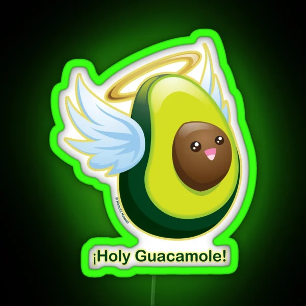 Holy Guacamole Cute Pun Avocado RGB Neon Sign