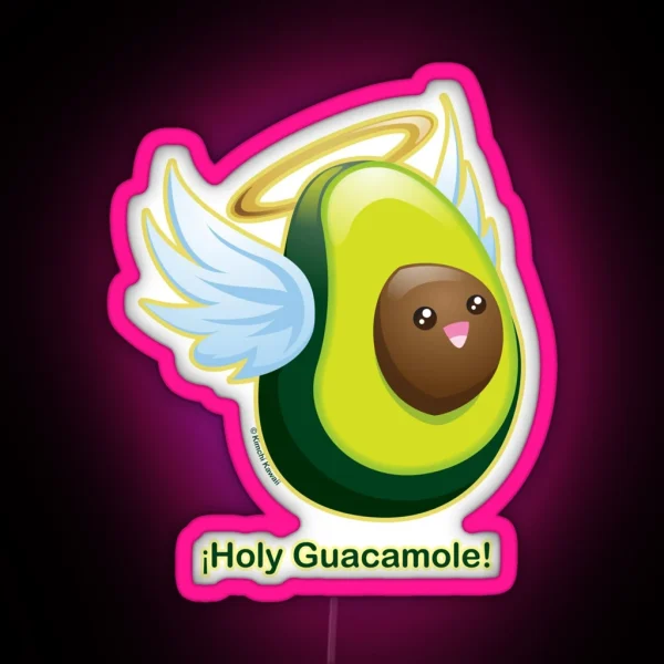 Holy Guacamole Cute Pun Avocado RGB Neon Sign