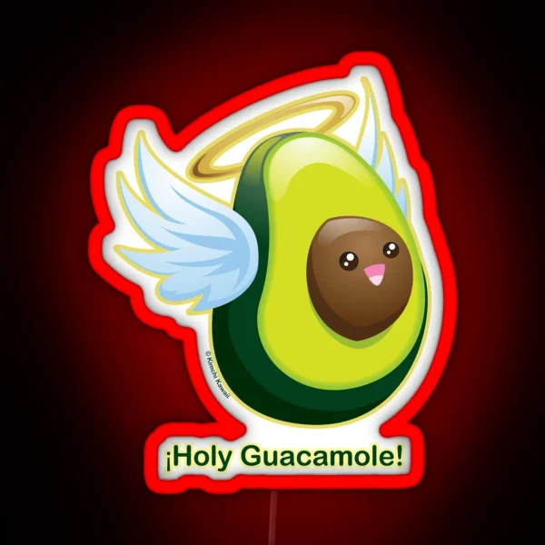 Holy Guacamole Cute Pun Avocado RGB Neon Sign