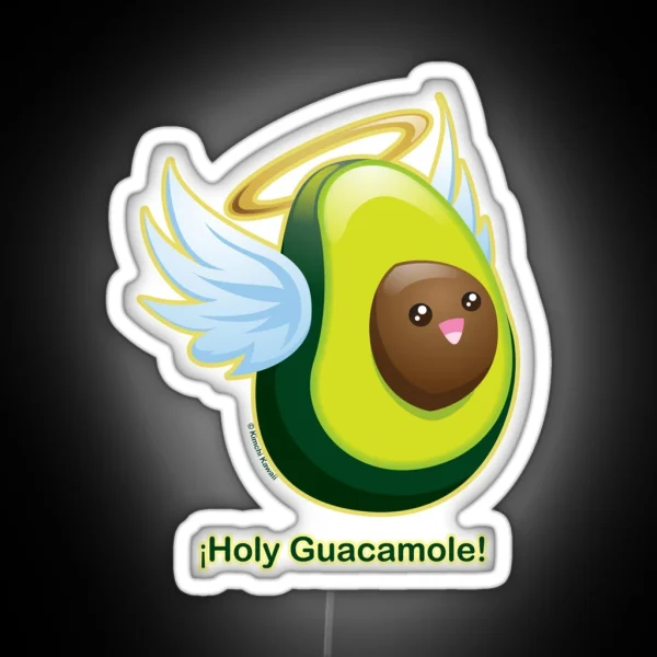 Holy Guacamole Cute Pun Avocado RGB Neon Sign
