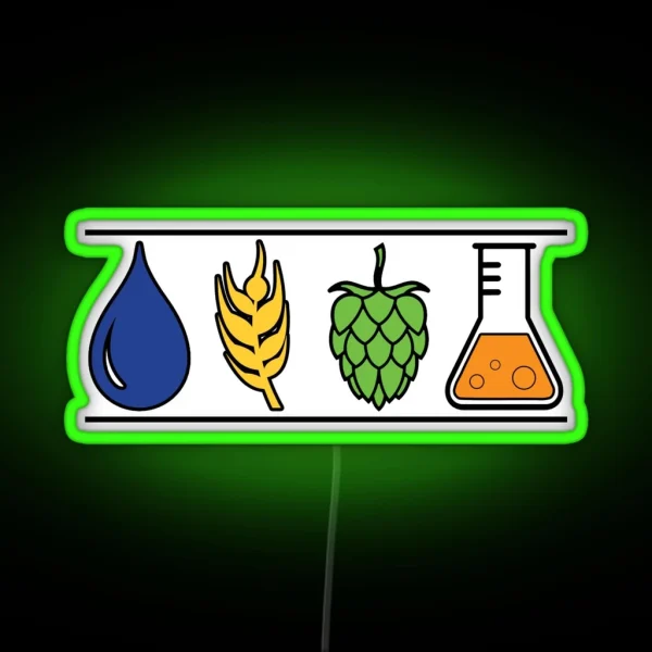 Home Brew Beer Water Barley Hops Yeast Colored RGB Neon Sign