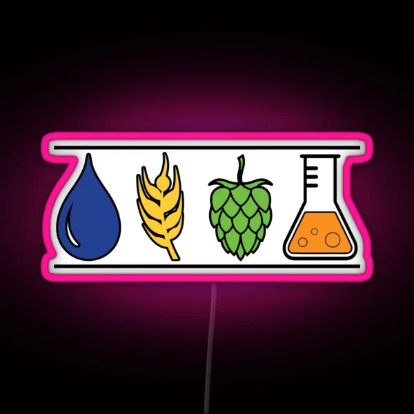 Home Brew Beer Water Barley Hops Yeast Colored RGB Neon Sign