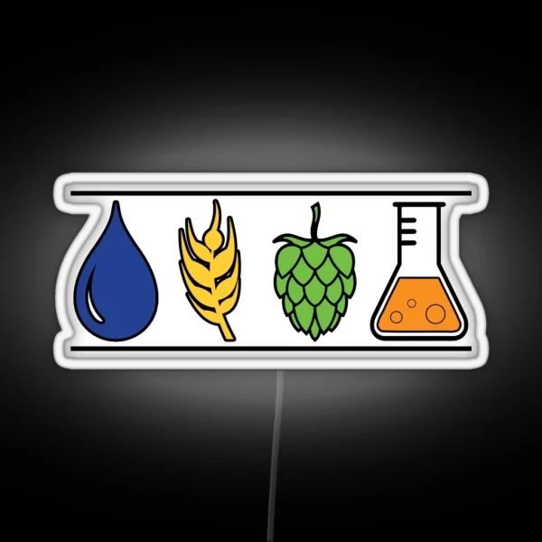 Home Brew Beer Water Barley Hops Yeast Colored RGB Neon Sign