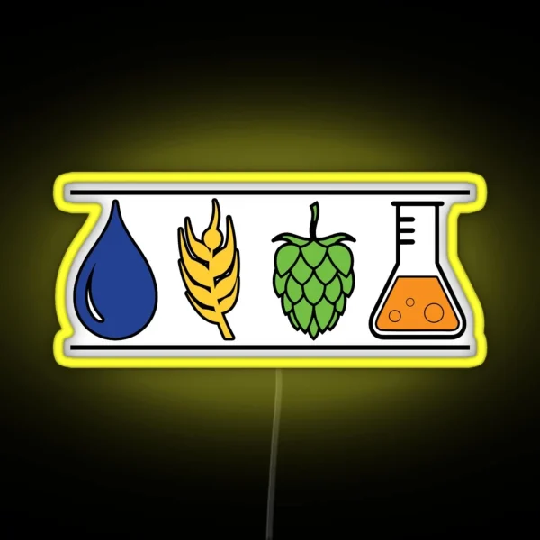 Home Brew Beer Water Barley Hops Yeast Colored RGB Neon Sign