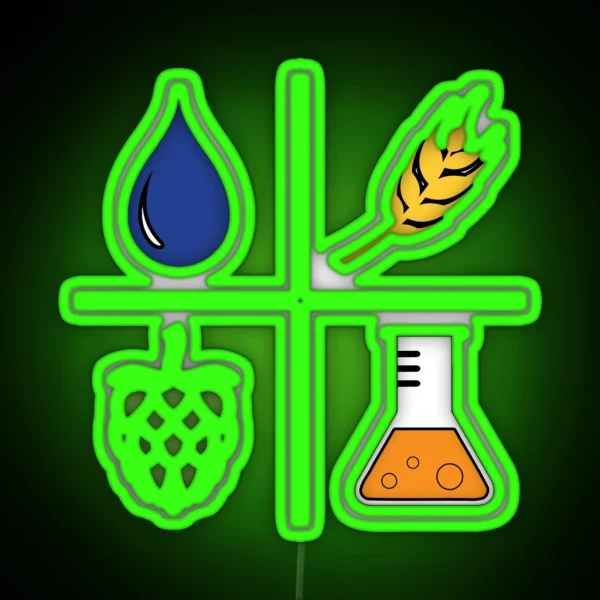 Home Brew Beer Water Barley Hops Yeast Colored RGB Neon Sign