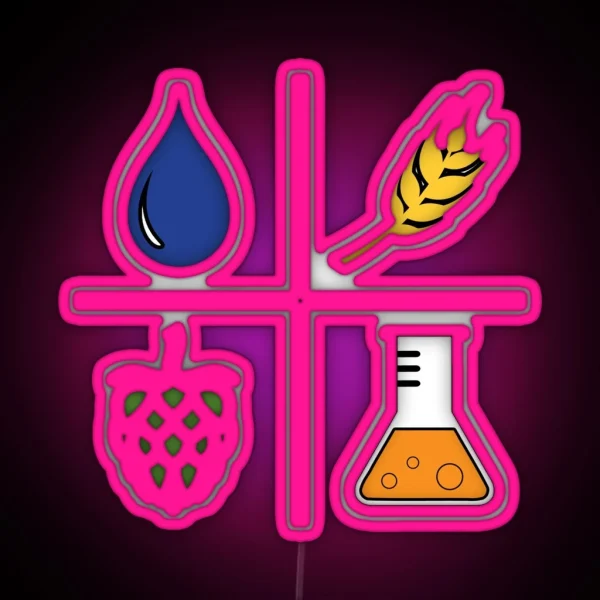 Home Brew Beer Water Barley Hops Yeast Colored RGB Neon Sign