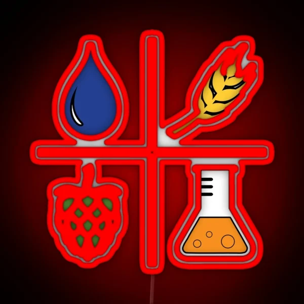 Home Brew Beer Water Barley Hops Yeast Colored RGB Neon Sign