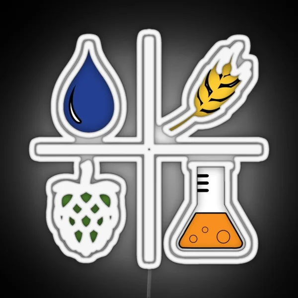 Home Brew Beer Water Barley Hops Yeast Colored RGB Neon Sign