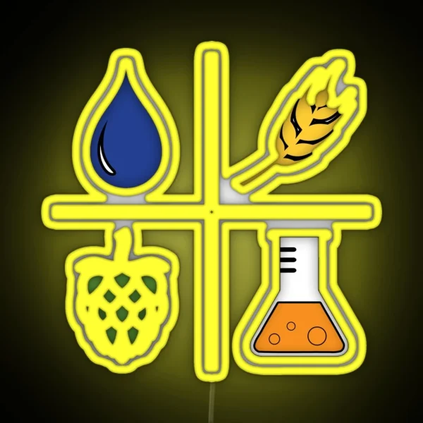 Home Brew Beer Water Barley Hops Yeast Colored RGB Neon Sign