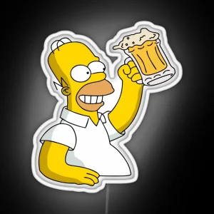 Homer Simpson Holding Beer Duff RGB Neon Sign