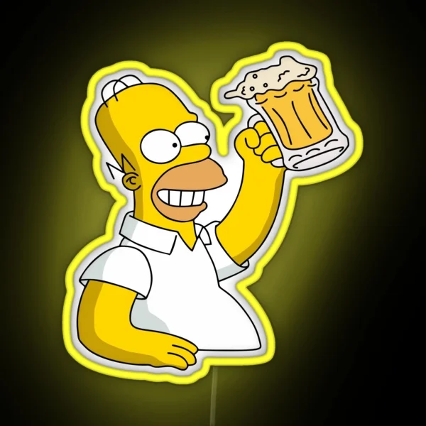 Homer Simpson Holding Beer Duff RGB Neon Sign