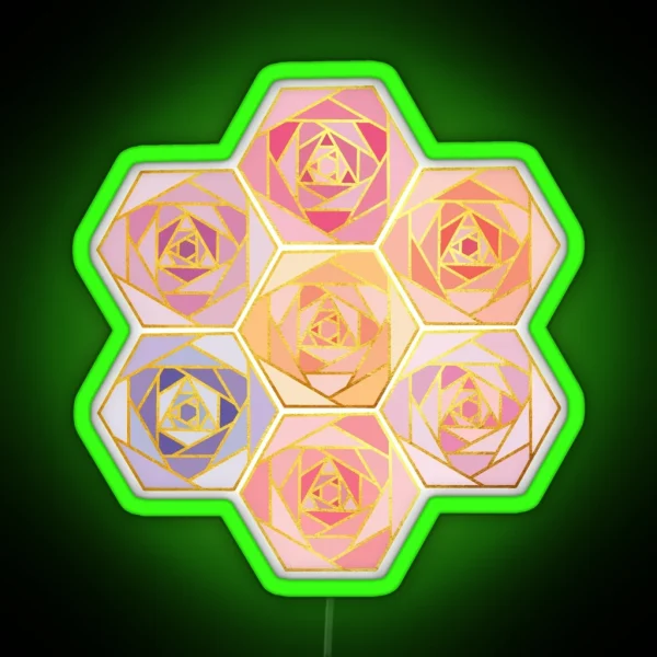 Honeycomb Roses RGB Neon Sign