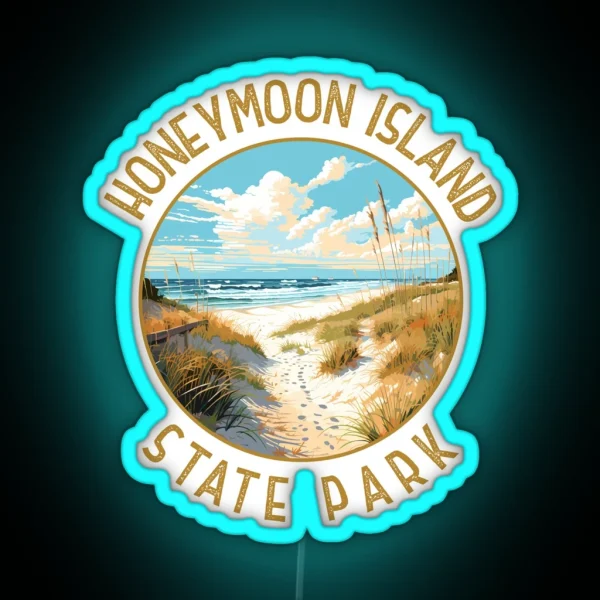 Honeymoon Island State Park Florida Retro Distressed RGB Neon Sign