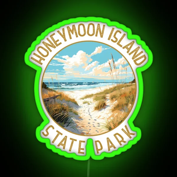 Honeymoon Island State Park Florida Retro Distressed RGB Neon Sign