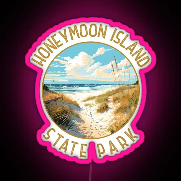 Honeymoon Island State Park Florida Retro Distressed RGB Neon Sign