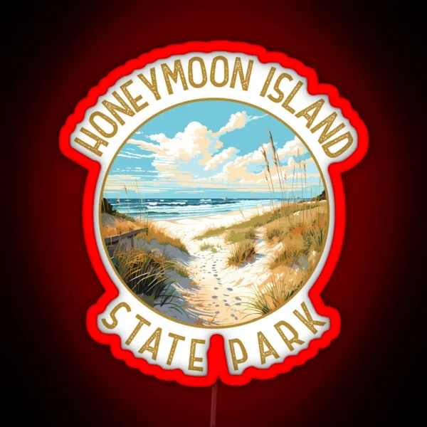 Honeymoon Island State Park Florida Retro Distressed RGB Neon Sign