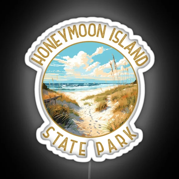 Honeymoon Island State Park Florida Retro Distressed RGB Neon Sign