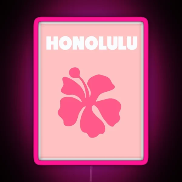 Honolulu Hawaii Pink RGB Neon Sign