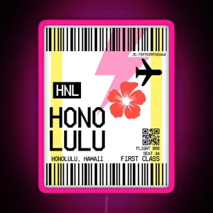 HONOLULU Plane Ticket RGB Neon Sign