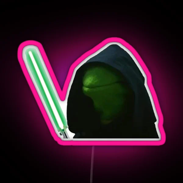 Hooded Kermit With Lightsaber RGB Neon Sign