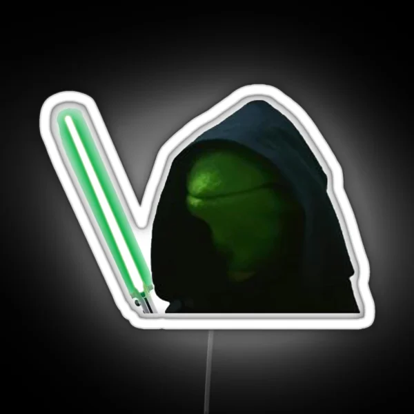 Hooded Kermit With Lightsaber RGB Neon Sign