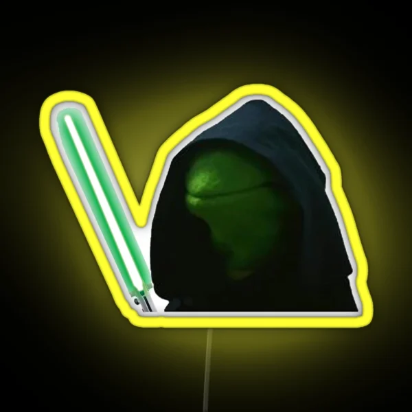 Hooded Kermit With Lightsaber RGB Neon Sign