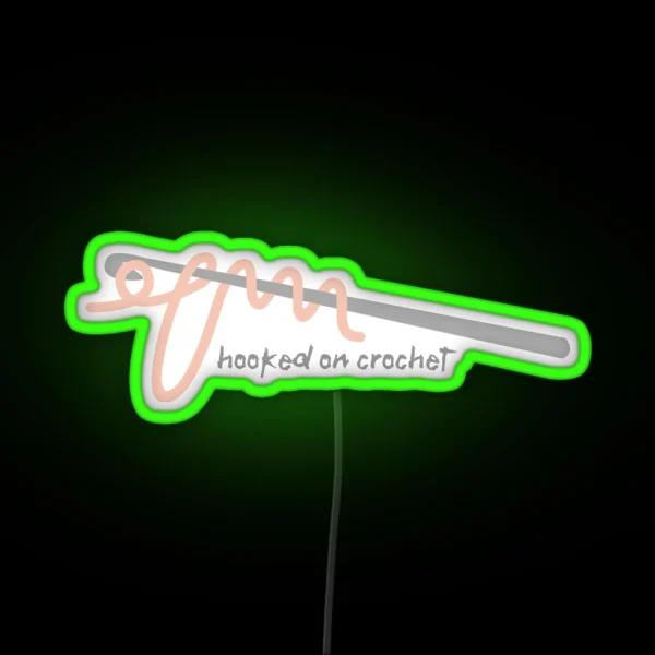 Hooked On Crochet Pink Yarn RGB Neon Sign