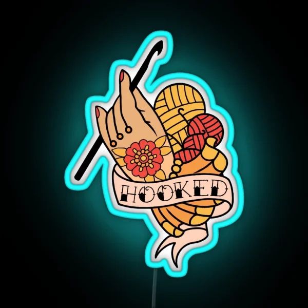 Hooked Tattoo Flash RGB Neon Sign