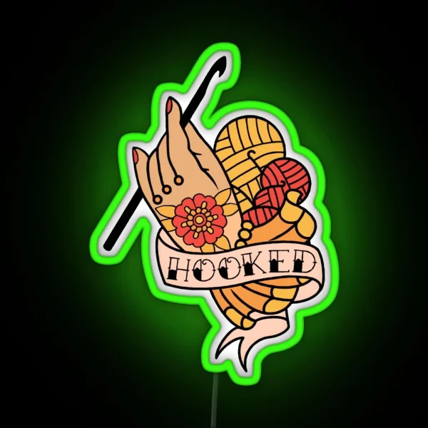 Hooked Tattoo Flash RGB Neon Sign