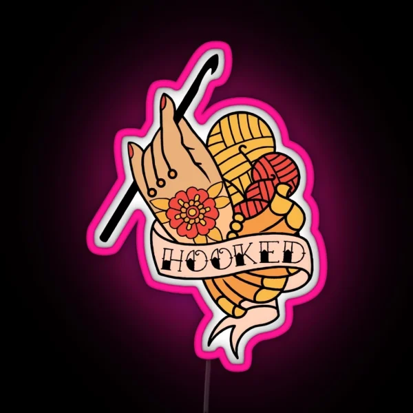 Hooked Tattoo Flash RGB Neon Sign