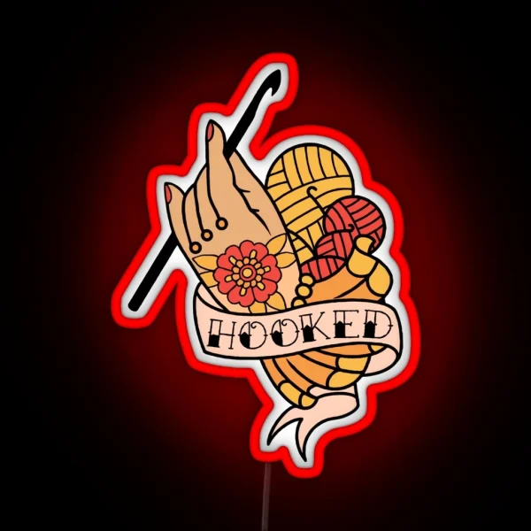 Hooked Tattoo Flash RGB Neon Sign