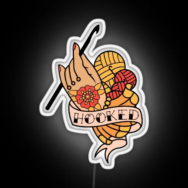 Hooked Tattoo Flash RGB Neon Sign