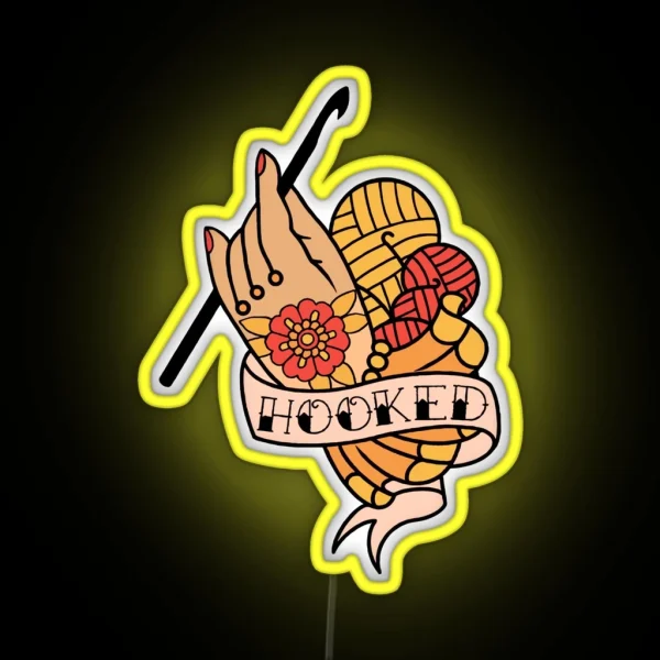 Hooked Tattoo Flash RGB Neon Sign