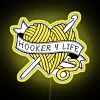 RGB illuminated neon hooker sign with playful 'Hooker 4 Life' slogan.