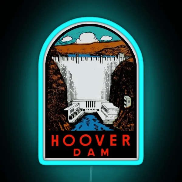 Hoover Dam Vintage Travel Decal RGB Neon Sign