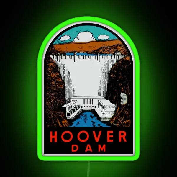 Hoover Dam Vintage Travel Decal RGB Neon Sign